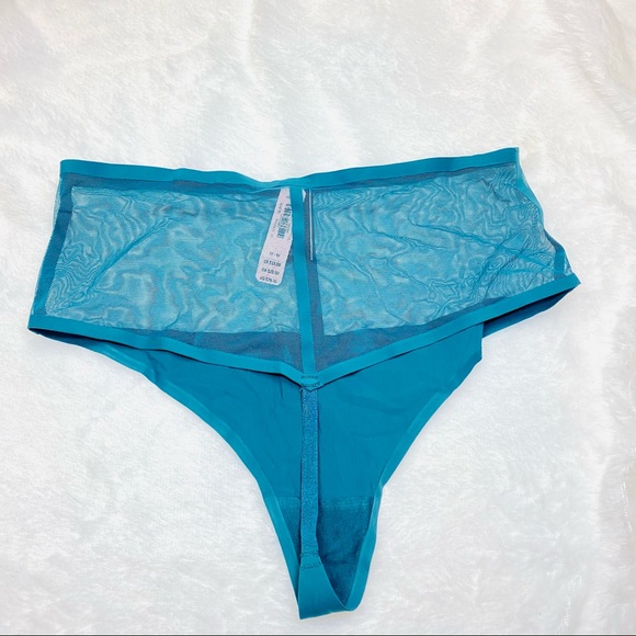 NWT Victoria’s Secret Emerald Mesh High Waist Cut Out Thong V-String Panty - Picture 10 of 14